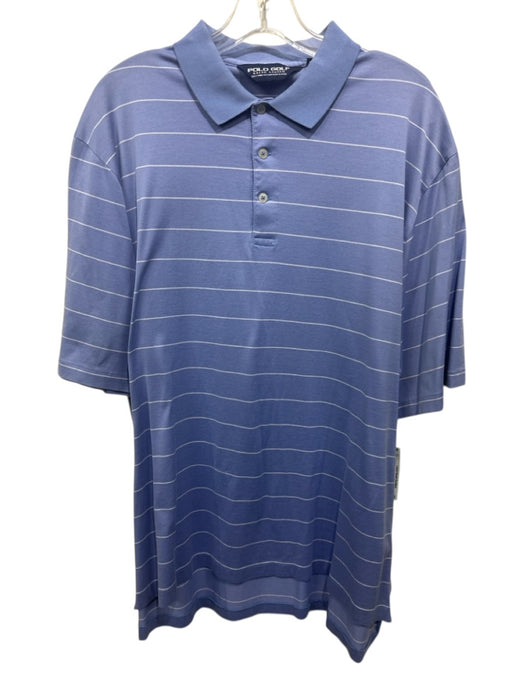 Polo Golf Size L Blue & White Cotton Striped Polo Men's Short Sleeve Blue & White / L