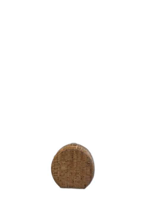 No Brand Brown & Gold Cork Lock Closure Chain Cross Body Strap Circle Bag Brown & Gold / Small