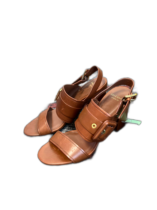 Cole Haan Shoe Size 6 Brown Leather Open Toe & Heel Gold Hardware Sandal Shoes Brown / 6