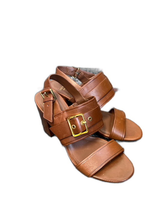 Cole Haan Shoe Size 6 Brown Leather Open Toe & Heel Gold Hardware Sandal Shoes Brown / 6