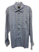 Zegna Size M Blue & Multi Cotton Grid Button Up front pocket Long Sleeve Shirt Blue & Multi / M