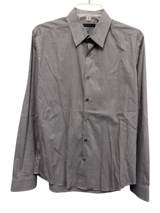 Theory Size M White & Purple Cotton Plaid Micro Button up Long Sleeve Shirt White & Purple / M