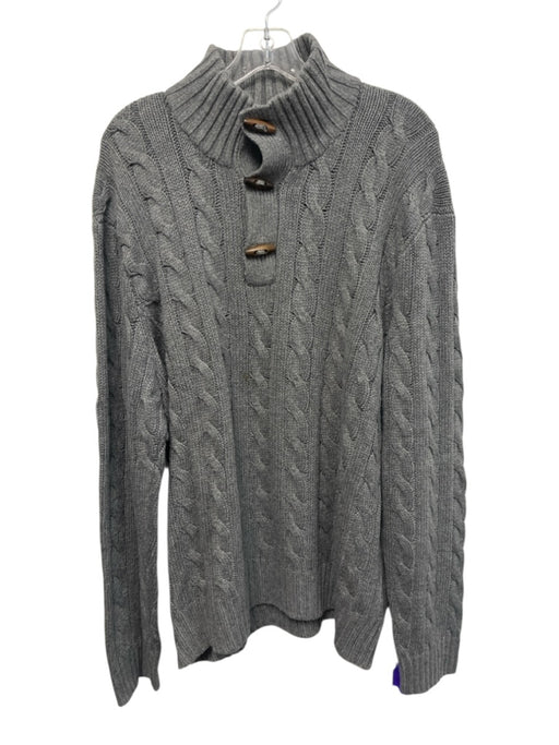 Polo Size XXL Gray Silk Cable Quarter Button Men's Sweater Gray / XXL