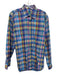 Alan Flusser Size M Blue & Multi Cotton Plaid Button Up Men's Long Sleeve Shirt Blue & Multi / M
