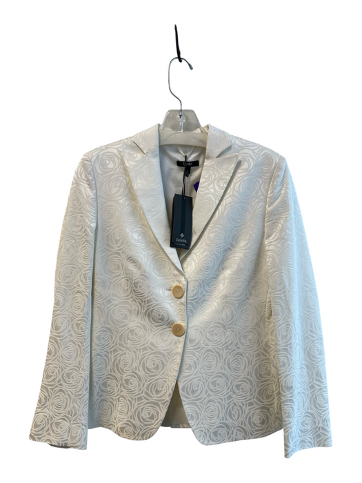 Zanella Size 4 White Acetate Blend Textured 2 button Made in Italy Blazer White / 4