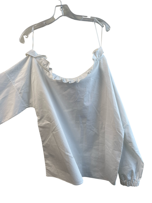 Tibi Size Medium White Cotton Long Sleeve asymetrical Ruffle Accent Dress White / Medium