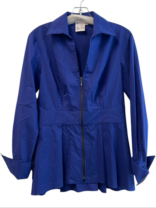Finley Size Small Royal Blue Cotton Blend Front Zip Collared Lightweight Jacket Royal Blue / Small