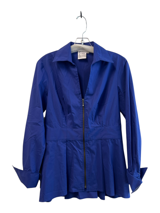 Finley Size Small Royal Blue Cotton Blend Front Zip Collared Lightweight Jacket Royal Blue / Small