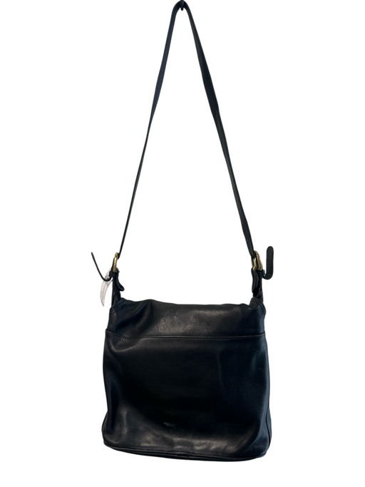 Coach Black Leather Brass Hardware Shoulder & Crossbody Straps Zipper flap Bag Black / Medium