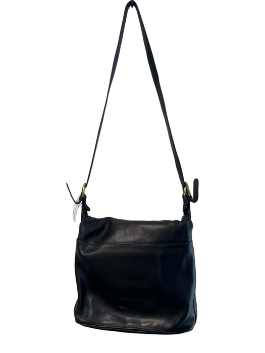 Coach Black Leather Brass Hardware Shoulder & Crossbody Straps Zipper flap Bag Black / Medium