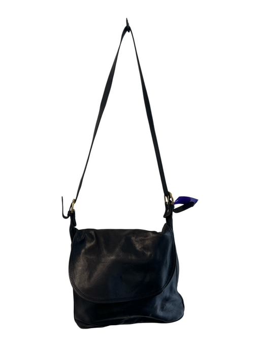 Coach Black Leather Brass Hardware Shoulder & Crossbody Straps Zipper flap Bag Black / Medium