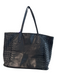 Cole Haan Black Leather Double Handle Woven Detail Tote Bag Black / Large