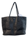 Cole Haan Black Leather Double Handle Woven Detail Tote Bag Black / Large