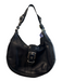 Coach Black Leather Silver Hardware Hobo Seam Detail Top Zip Bag Black / Medium