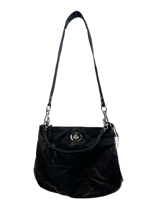 Coach Black Leather Triple Compartment Shoulder & Crossbody Straps Bag Black / Large