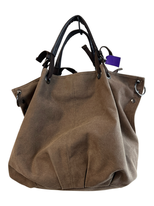 No Brand Brown Canvas Double Handle Shoulder & Crossbody Straps Top Zip Bag Brown / Large
