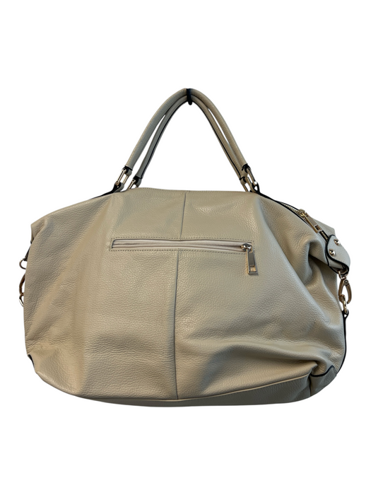 Ora Delphine Ivory Pebbled Leather Rosegold Hardware Double Handle Top Zip Bag Ivory / Large