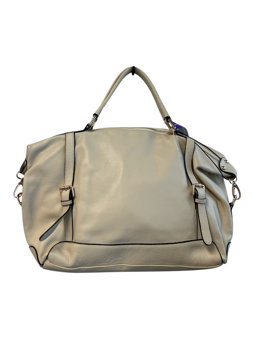 Ora Delphine Ivory Pebbled Leather Rosegold Hardware Double Handle Top Zip Bag Ivory / Large