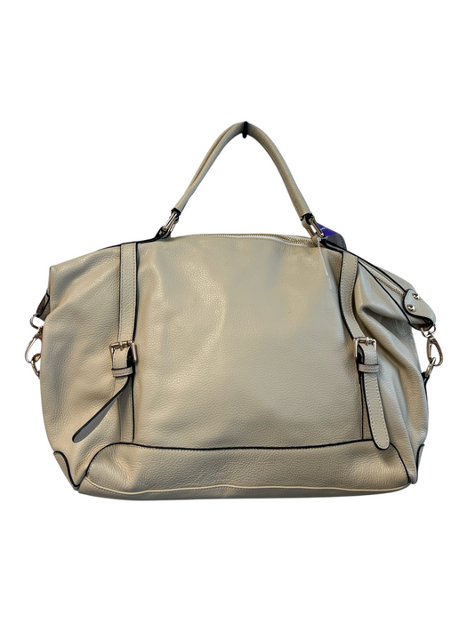 Ora Delphine Ivory Pebbled Leather Rosegold Hardware Double Handle Top Zip Bag Ivory / Large