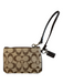 Coach Brown & Tan Canvas Top Zipper Monogram silver hardware Wristlet Brown & Tan / XS