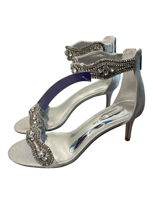 Antonio Melani Shoe Size 8 Silver Fabric Rhinestone Embellished Mid Heel Shoes Silver / 8