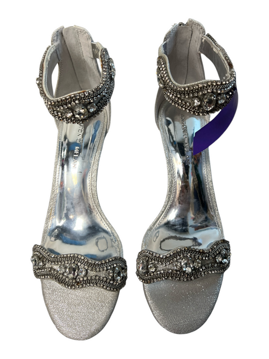 Antonio Melani Shoe Size 8 Silver Fabric Rhinestone Embellished Mid Heel Shoes Silver / 8