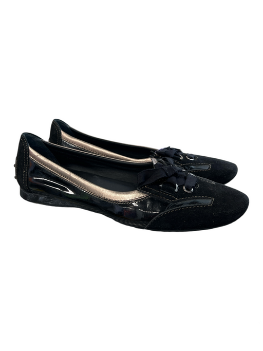 Tods Shoe Size 10.5 Black & Bronze Suede & Leather Almond Toe Driving moc Shoes Black & Bronze / 10.5