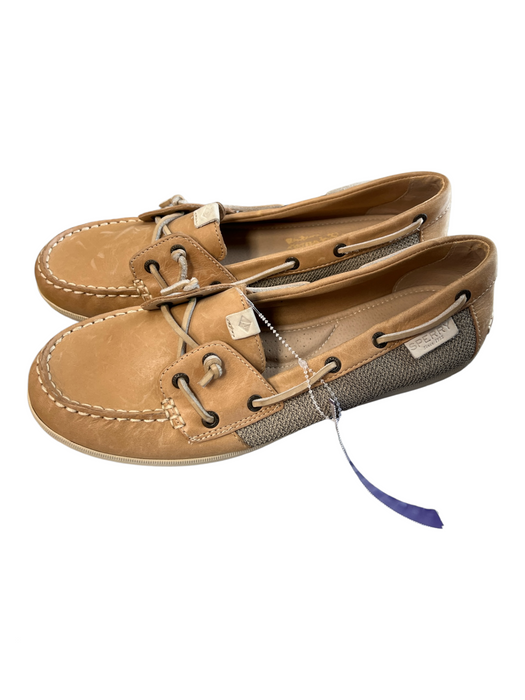 Sperry Shoe Size 9 Tan Leather Round Toe Boat Shoes Stiching detail Loafer Shoes Tan / 9