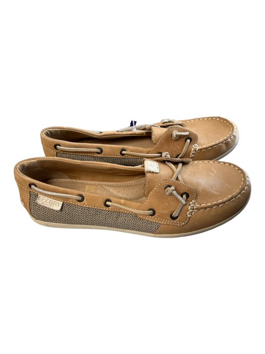 Sperry Shoe Size 9 Tan Leather Round Toe Boat Shoes Stiching detail Loafer Shoes Tan / 9