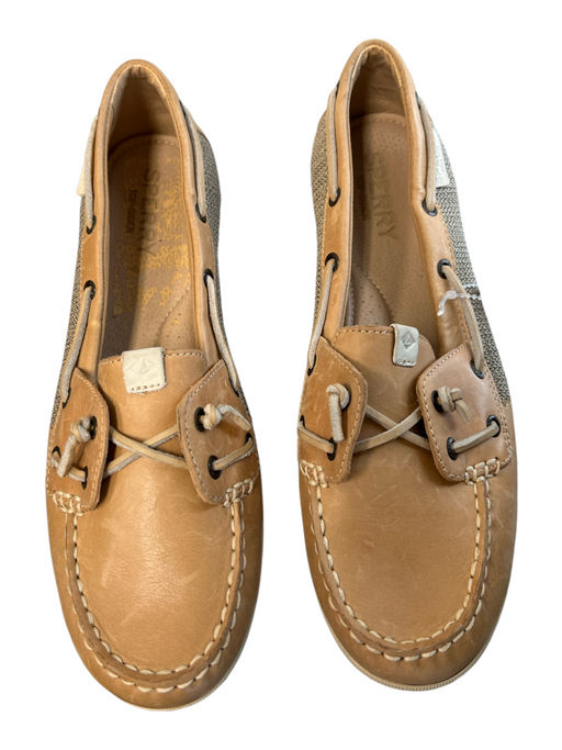 Sperry Shoe Size 9 Tan Leather Round Toe Boat Shoes Stiching detail Loafer Shoes Tan / 9