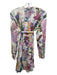 Zara Size M White & Multi Viscose Blend Geometric Floral Print Long Sleeve Dress White & Multi / M