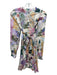 Zara Size M White & Multi Viscose Blend Geometric Floral Print Long Sleeve Dress White & Multi / M