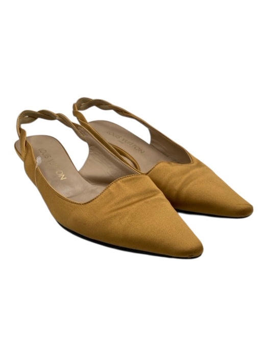 Louis Vuitton Shoe Size 36.5 Tan Satin Pointed Toe Slingback Kitten Heel Pumps Tan / 36.5