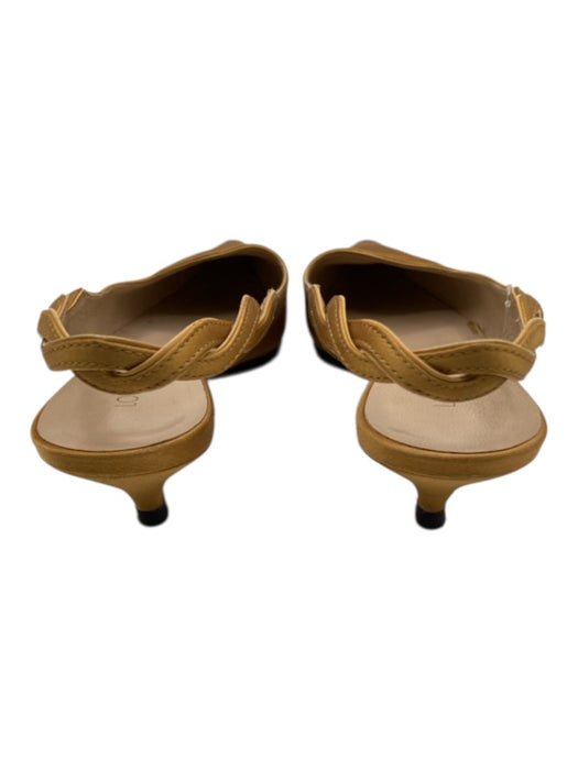 Louis Vuitton Shoe Size 36.5 Tan Satin Pointed Toe Slingback Kitten Heel Pumps Tan / 36.5