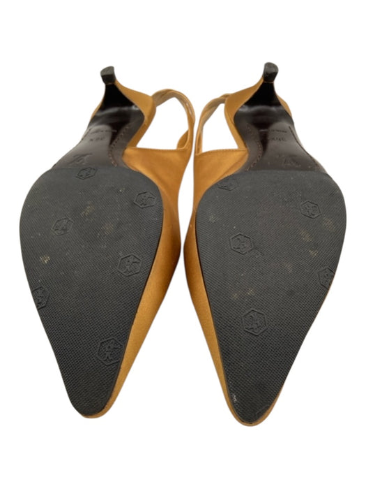 Louis Vuitton Shoe Size 36.5 Tan Satin Pointed Toe Slingback Kitten Heel Pumps Tan / 36.5