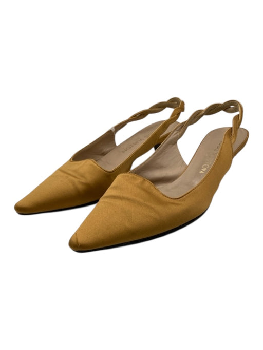 Louis Vuitton Shoe Size 36.5 Tan Satin Pointed Toe Slingback Kitten Heel Pumps Tan / 36.5