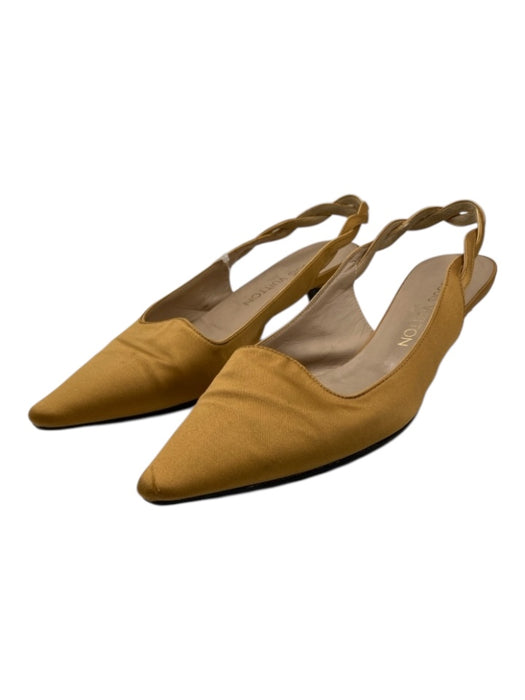 Louis Vuitton Shoe Size 36.5 Tan Satin Pointed Toe Slingback Kitten Heel Pumps Tan / 36.5
