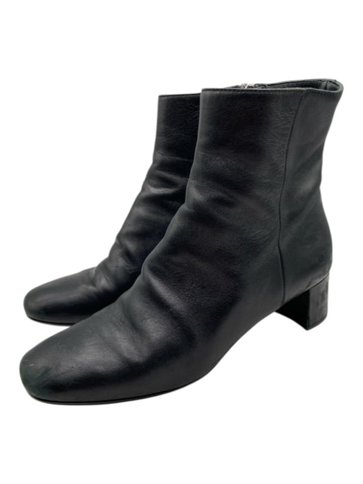 Prada Shoe Size 36.5 Black Leather Side Zip Block Heel Ankle Booties Black / 36.5