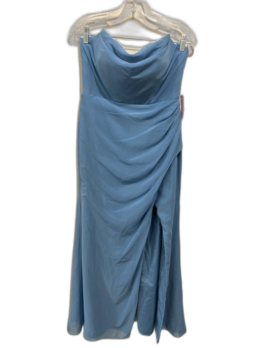 Azazie Size 8 Blue Strapless Back Cut Out Bridesmaid Gown Blue / 8