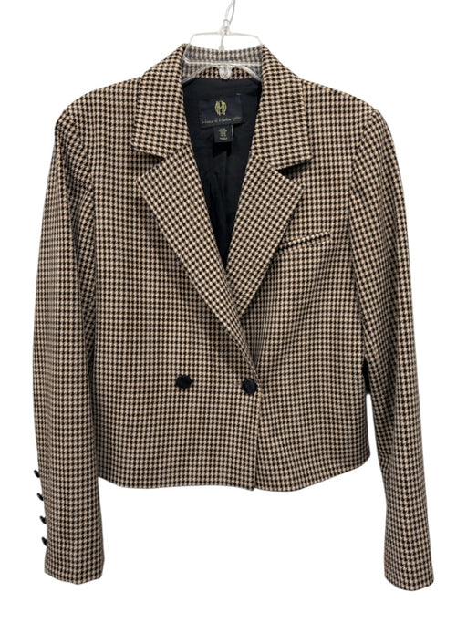 House of Harlow Size M Tan & Black Print Polyester Double Breast Blazer Jacket Tan & Black Print / M