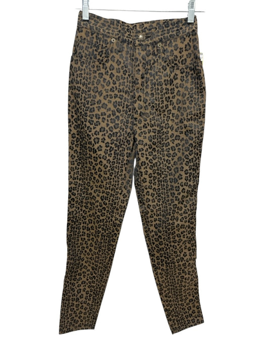 Fendi Size XS Brown & Black Polyester High Rise Leopard Print Skinny Pants Jeans Brown & Black / XS