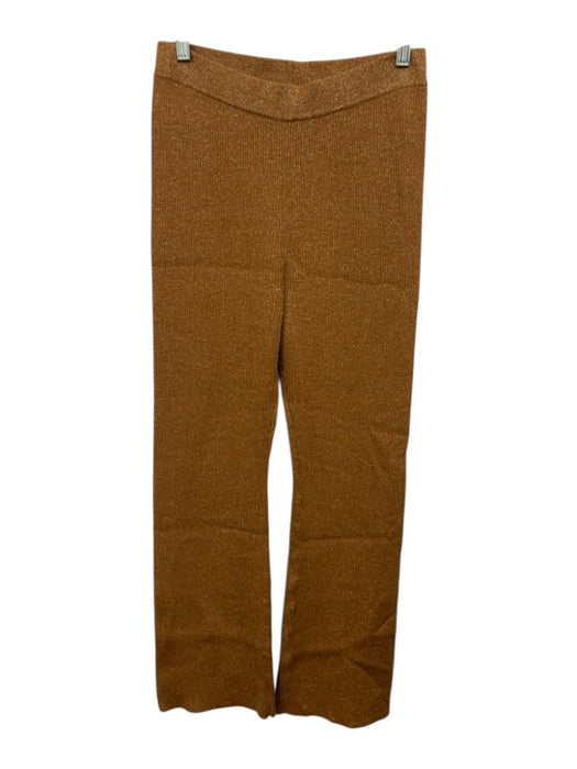 House of Harlow Size S Bronze Viscose Elastic Waist Shimmer Ribbed Flare Pants Bronze / S