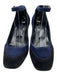 Hermes Shoe Size 36.5 Navy Blue & Black Suede Color Block Pointed Box Toe Pumps Navy Blue & Black / 36.5