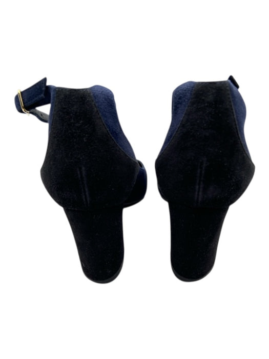 Hermes Shoe Size 36.5 Navy Blue & Black Suede Color Block Pointed Box Toe Pumps Navy Blue & Black / 36.5