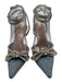 Shoe Size 6.5 Blue & Silver Glitter Bow Ankle Wrap Pointed Toe Pumps Blue & Silver / 6.5