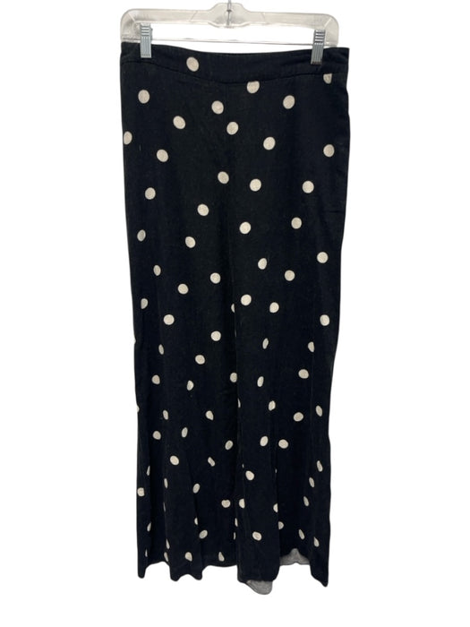 Camila Coelho Size M Black & White Linen Blend Elastic Waist Polka Dot Pants Black & White / M