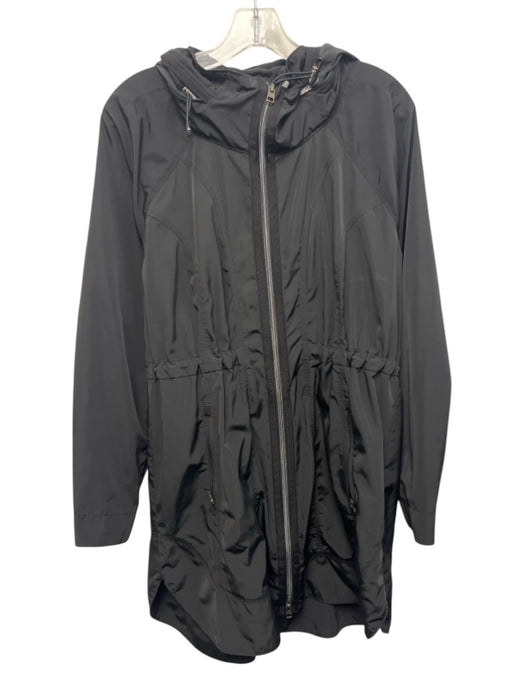 Athleta Size M Black Polyester Zip Front Hood Long Sleeve Knee length Jacket Black / M