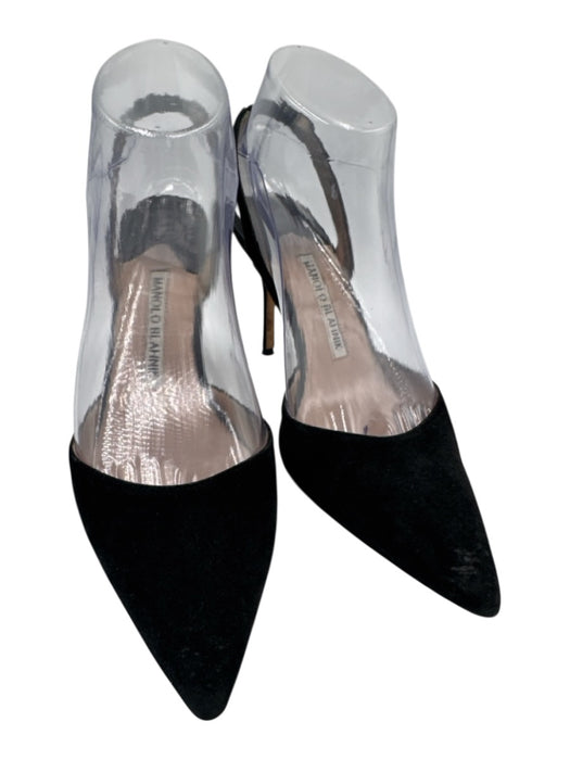 Manolo Blahnik Shoe Size 36.5 Black Suede Pointed Toe Slingback Pumps Black / 36.5