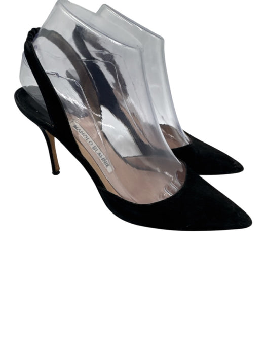 Manolo Blahnik Shoe Size 36.5 Black Suede Pointed Toe Slingback Pumps Black / 36.5