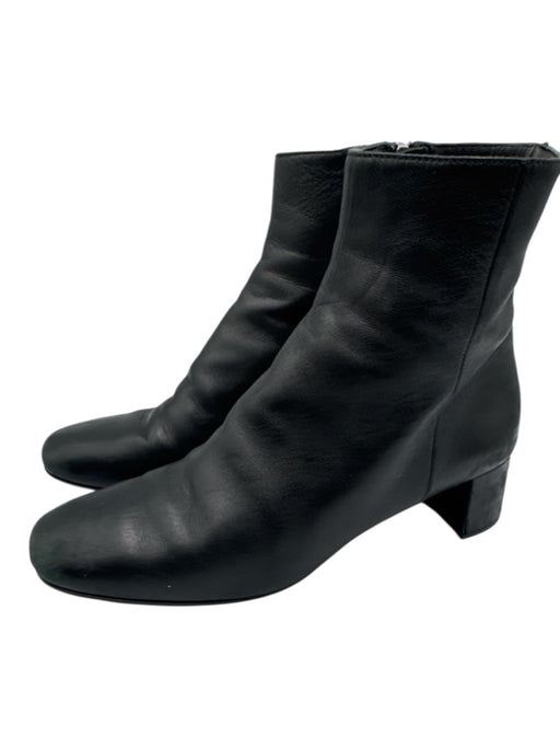 Prada Shoe Size 36.5 Black Leather Side Zip Ankle High Midi Heel Booties Black / 36.5